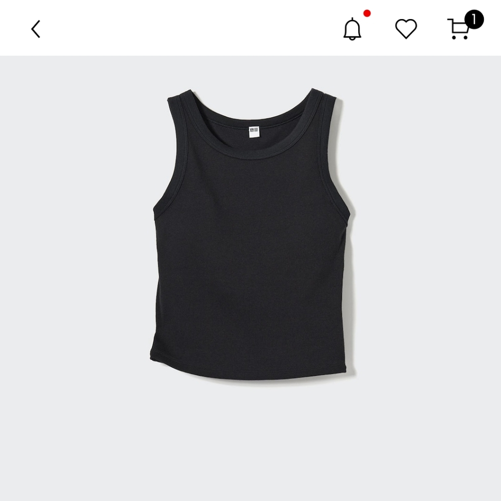 Uniqlo Ribbed Cropped Sleeveless Bra Top Black Sz M